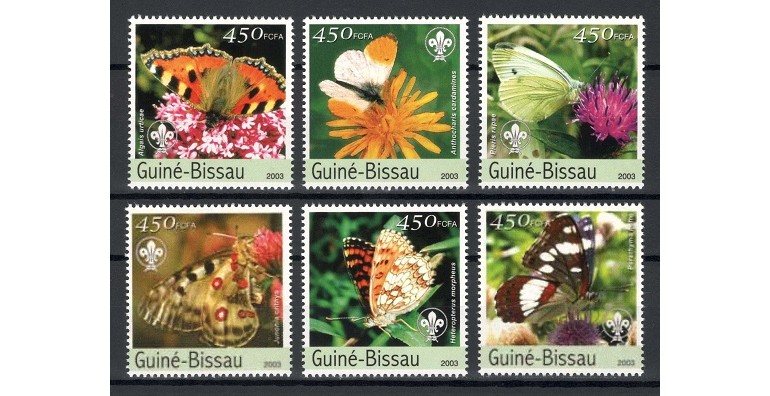 GUINEA BISSAU 2003 - FLUTURI - SERIE DE 6 TIMBRE - NESTAMPILATA - MNH / fluturi310